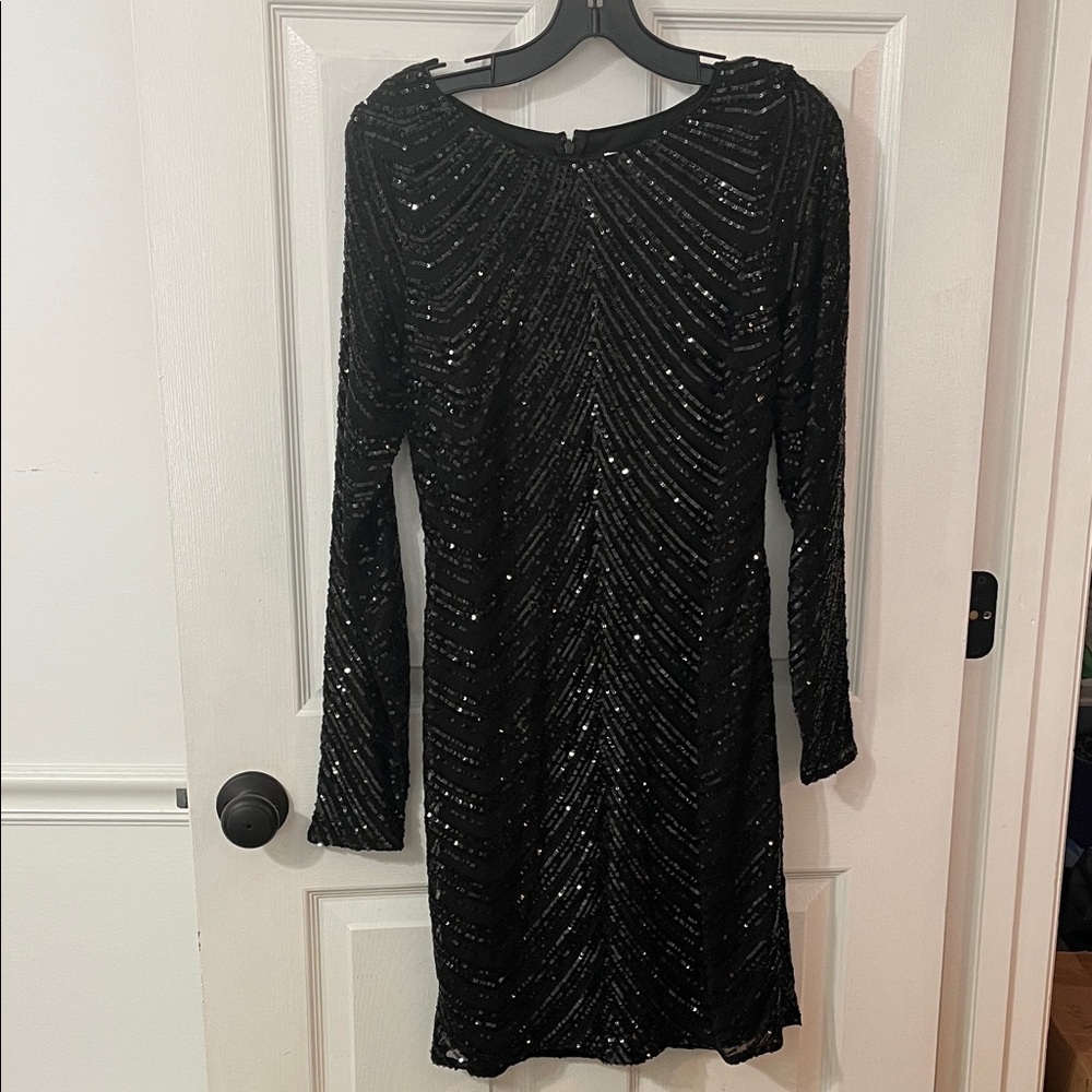 Gianni Bini Black Sequin Long Sleeve Dress
